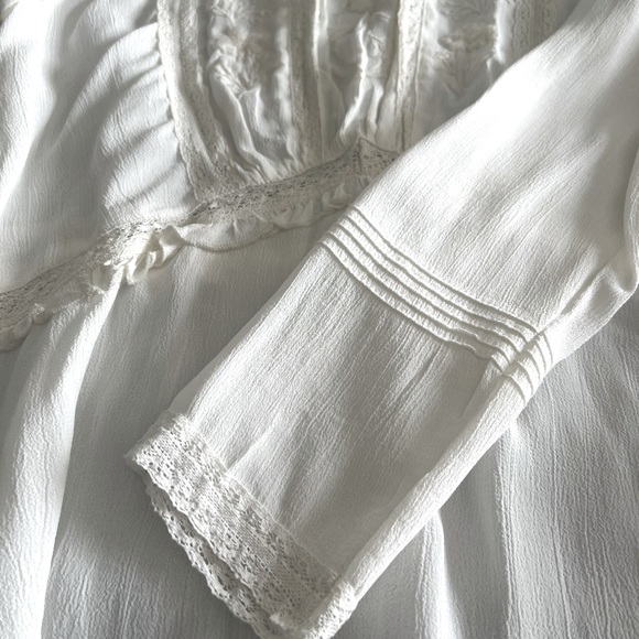 Zara Basic White bohemian feminine peasant blouse - Picture 2 of 9